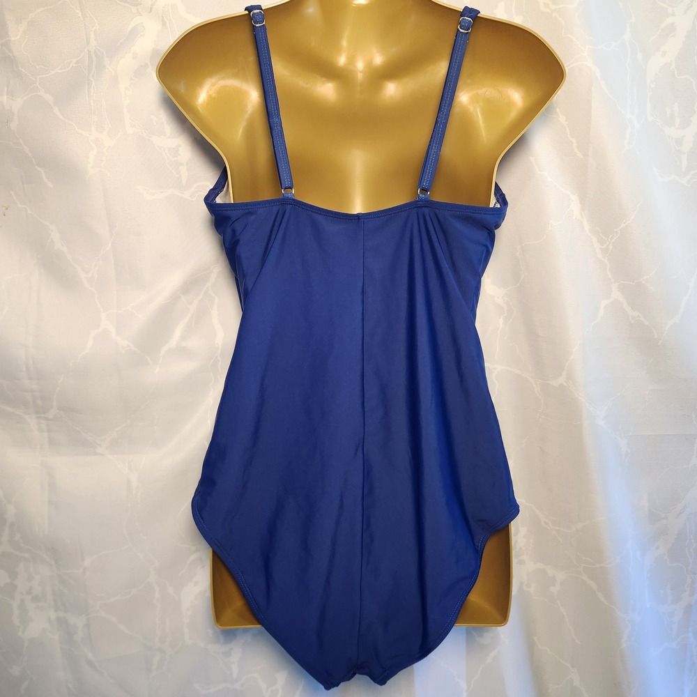 Cromer Resortwear One Piece Swimsuit Size 12 Blue‎ Ruching Padded - Picture 3 of 9